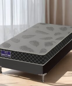 Colchão Solteiro Quality D20 12 cm 0,88 m + Base Box Simples Corino Preto – ORTHOPRIME + ALTO NÍVEL CAMAS E COLCHÕES