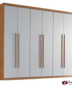 Guarda-roupa Hawaii Nature/Off 6 Portas 2 Gavetas Larg. 1.80m 100% MDF - Rufato