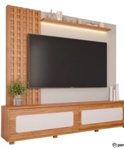 Home Marrocos Larg. 2.30m Cinamomo/Off C/LED 100% MDF para TV até 84" - Permóbili