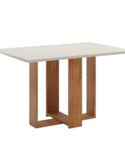 Mesa de Jantar Magic 120x80 Tampo Off Mel/Blonde + 4 cad. Sol Assento veludo Marfim - Viero