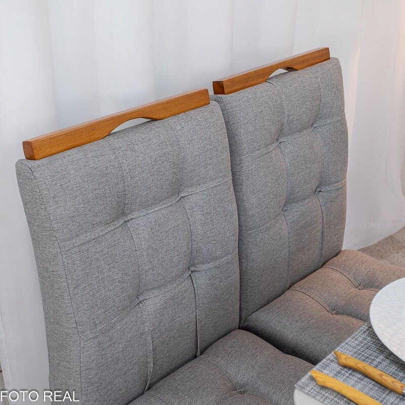 Mesa de Jantar Moscou 90x90 Vidro Off/Base Cinamomo + 4 Cad. Londres Linho Cinza Madeira Minas Plac - Entregue Montada - Imagem 6