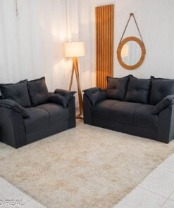 Sofá 3 e 2 lugares Petra Veludinho Cinza Chumbo 606