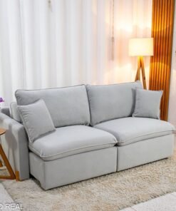 Sofá Retrátil Luma 2.00m Veludo Premium Cinza 36 - Sem Caixa