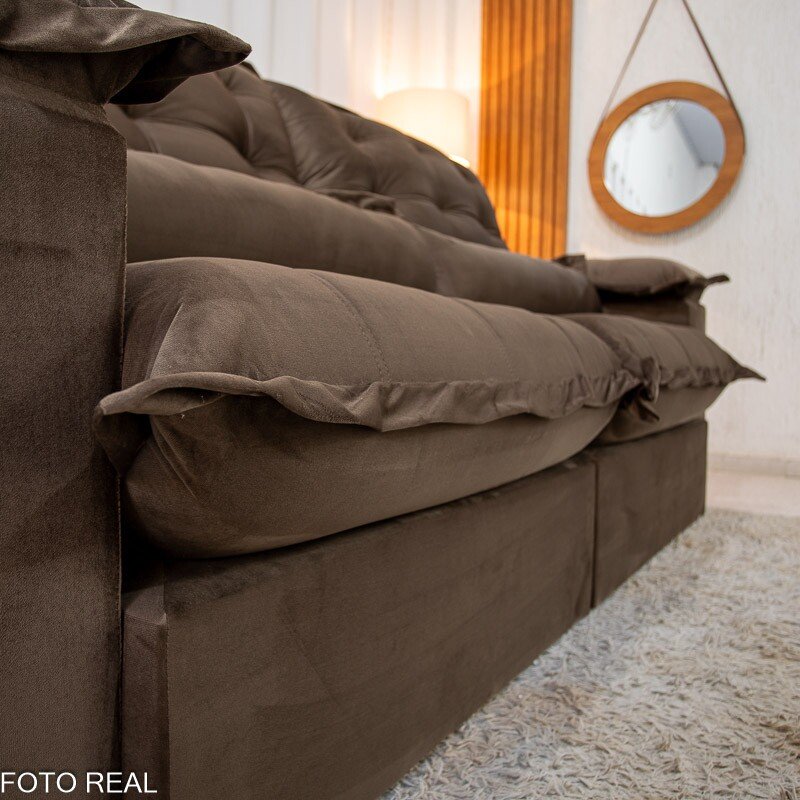 Sofá Retrátil Reclinável Maldivas 2.30m Veludo Marrom A17 - D28 Pró Aditivada - Imagem 6