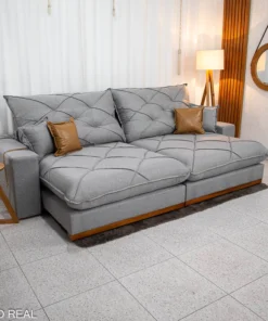 Sofá Retrátil Reclinável Malibu 2.50m Linho - D33 e Molas Ensacadas