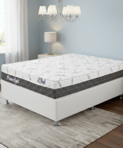 Colchão Casal Prime Light 30 cm D28 + Base Box Simples Corino Branco – ORTHOPRIME + BIOSTAR