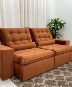 Sofá Retrátil Reclinável Small 2.30m - Terracota Veludão