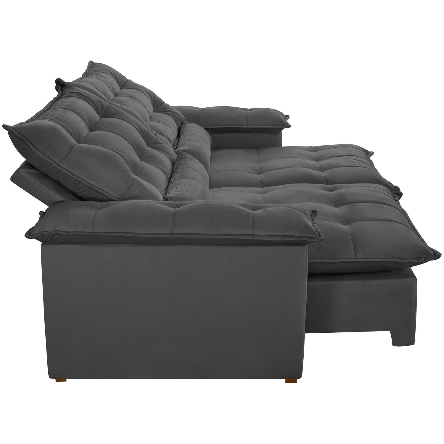Sofá Retrátil e Reclinável Niger 2,50 m Veludo Cinza B010 - TREVO ESTOFADOS - Imagem 3