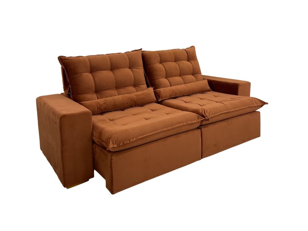 Sofá Retrátil Reclinável Small 2.30m - Terracota Veludão - Imagem 2