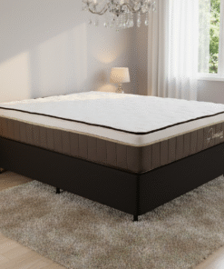 Colchão Casal Rondopremium Plus D33 + Base Box Simples Corino Preto – RONDOMÓVEIS + BIOSTAR