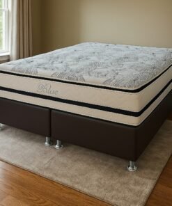 Colchão Queen Blue D33 + Base Box Simples Corino Marrom – PAROPAS + BIOSTAR