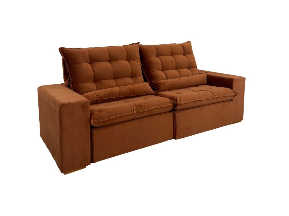 Sofá Retrátil Reclinável Small 2.30m - Terracota Veludão - Imagem 3
