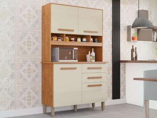 Armário Kit de Cozinha Sofia 4 Portas 2 Gavetas - Cinamomo/Off White - Imagem 2