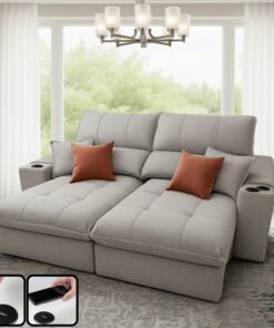 Sofá Retrátil e Reclinável Afrodite Slim 2,90 m Linho Cinza 302 Confort 07 – ZARAT ESTOFADOS