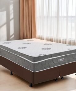 Colchão Queen Essential Pocket D26 + Base Box Simples Corino Marrom – INOVAFLEX + BIOSTAR