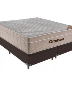 Colchão Queen Airtech Springpocket + Base Box Simples Corino Marrom – ORTOBOM + BIOSTAR