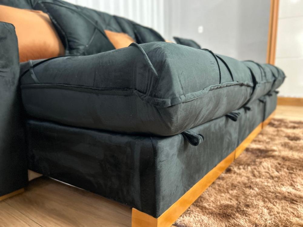 Sofá Retrátil Reclinável Pleno 3 Módulos 2.60m - Preto Veludo - Imagem 8