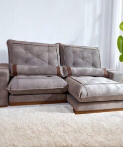 Sofá Retrátil e Reclinável Ibiza/Poseidon 2,50 m Veludo Cinza Grafite 101 - ZARAT ESTOFADOS