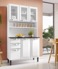 Armário Kit de Cozinha c/ Vidro 1,05m Pratika - Branco