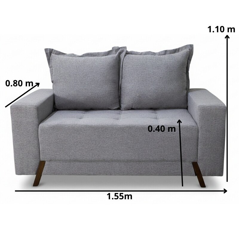 Sofá 2 lugares 8100 Linho Cinza 27 - Imagem 2