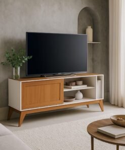 Rack Aruba 55" - Off White/Cedro