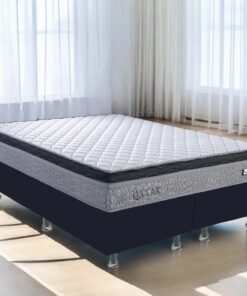 Colchão Queen Qatar D28 + Base Box Simples Corino Preto – DESIGN COLCHÕES + BIOSTAR