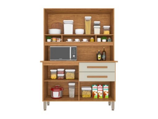 Armário Kit de Cozinha Sofia 4 Portas 2 Gavetas - Cinamomo/Off White - Imagem 3