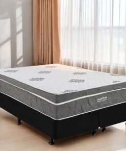 Colchão Queen Essential Pocket D26 + Base Box Simples Corino Preto – INOVAFLEX + BIOSTAR