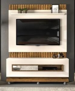 Painel + Bancada até 60" Vitti Off White/Demolição - DJ MÓVEIS