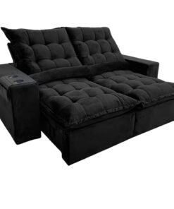 Sofá Retrátil e Reclinável Kauã  2,00 m Preto – IMPÉRIO ESTOFADOS