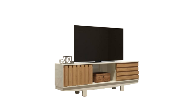 Rack até 60" Vintage TB220 Off White/Freijó - DALLA COSTA - Imagem 2