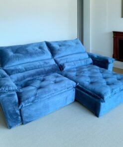 Sofá Retrátil e Reclinável Agata 240 Azul - IMPÉRIO ESTOFADOS