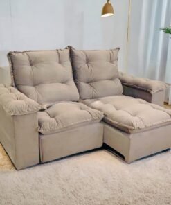 Sofá Retrátil e Reclinável Atenas 2,00 m Bege - QUINE ESTOFADOS
