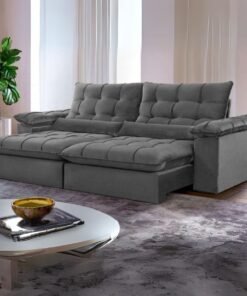 Sofá Retrátil e Reclinável Malibu 2,30 m Cinza - VIVAZ ESTOFADOS