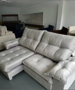 Sofá Retrátil e Reclinável México 2,50 m Prata – LEO DECOR(PROMOÇÃO)