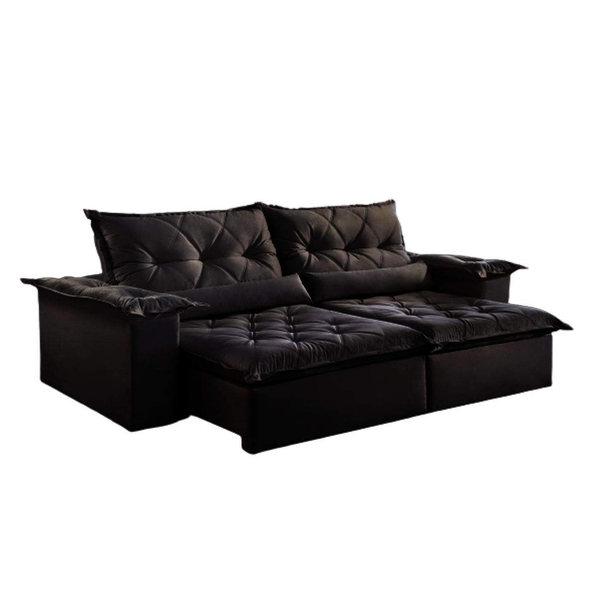 Sofá Retrátil e Reclinável Ouro Preto 240 Preto - MONTANO ESTOFADOS