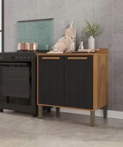 Balcão Flórida Larg. 0.80m Cinamomo/Preto 2 Portas - Sallêto