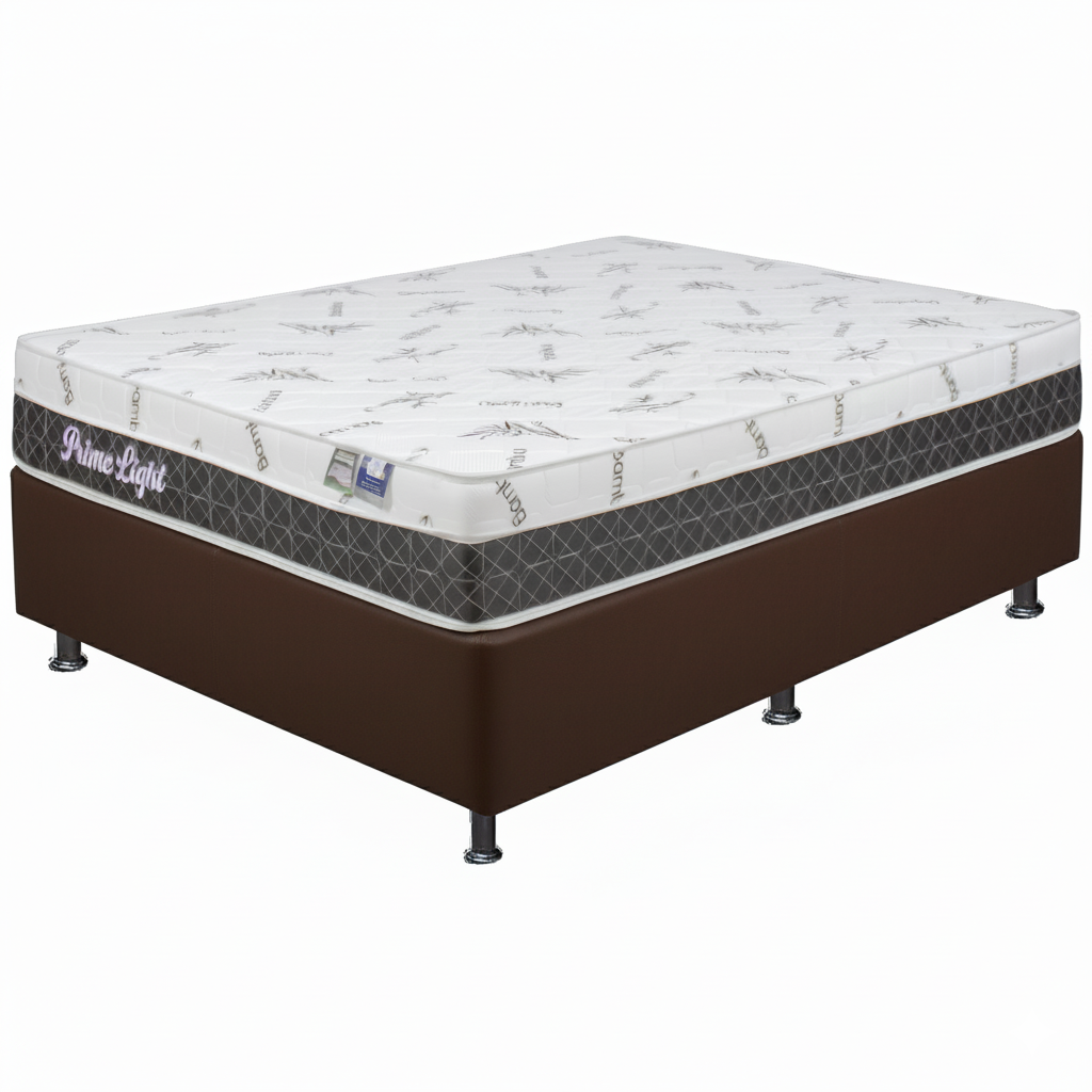 Colchão Casal Prime Light 30 cm D28 + Base Box Simples Corino Marrom – ORTHOPRIME + BIOSTAR - Imagem 2