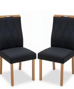 2 Cadeiras Lisboa Preto 504 Madeira Maciça Art Assento - Entregue Montada