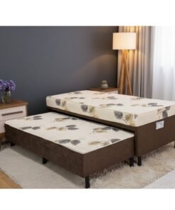 Cama Solteiro Unibox C/ Cama auxiliar Sonho Bom Marrom - Nosso Sonho