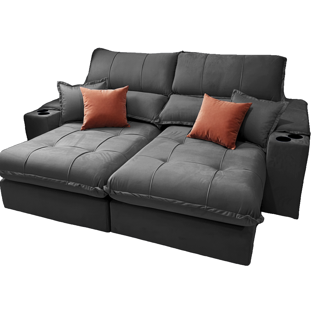 Sofá Retrátil e Reclinável Afrodite Slim 2,90 m Veludo Cinza Grafite 101 – ZARAT ESTOFADOS - Imagem 3