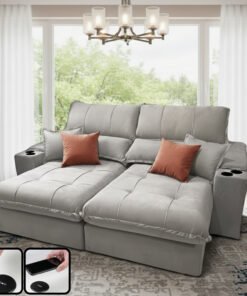 Sofá Retrátil e Reclinável Afrodite Slim 2,50 m Veludo Cinza Prata 107 – ZARAT ESTOFADOS