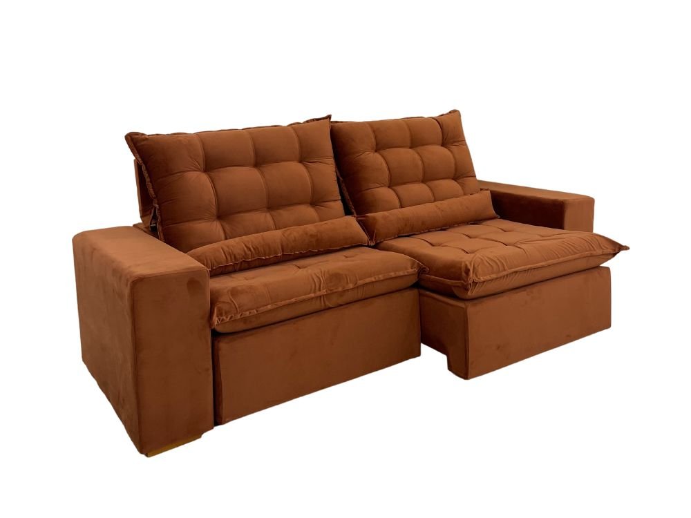 Sofá Retrátil Reclinável Small 2.30m - Terracota Veludão - Imagem 6