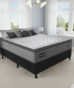 Colchão Casal Texas D28 + Base Box Simples Corino Preto – GAZIN COLCHÕES + ALTO NÍVEL CAMAS E COLCHÕES