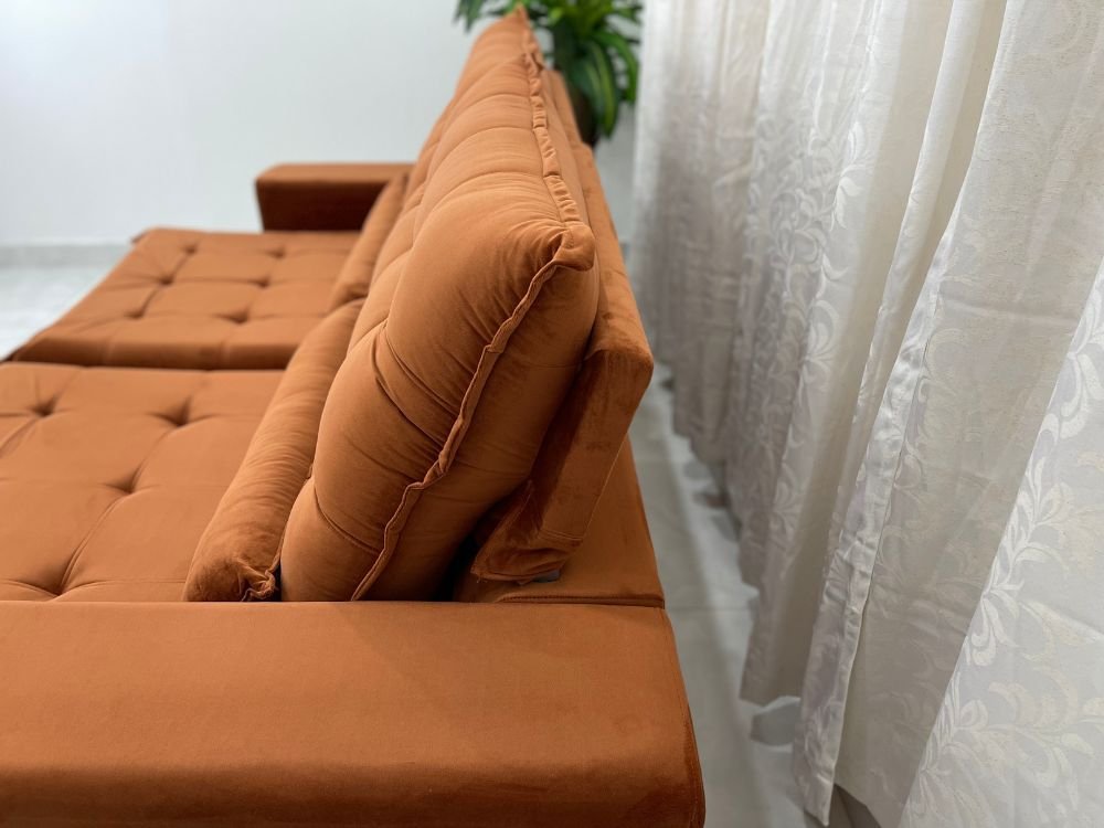 Sofá Retrátil Reclinável Small 2.30m - Terracota Veludão - Imagem 7