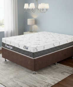 Colchão Casal Prime Light 30 cm D28 + Base Box Simples Corino Marrom – ORTHOPRIME + ALTO NÍVEL CAMAS E COLCHÕES