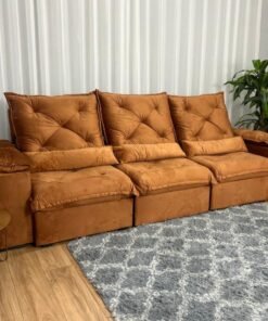 Sofá Retrátil Reclinável Brasão 2.70m- Terracota Veludo