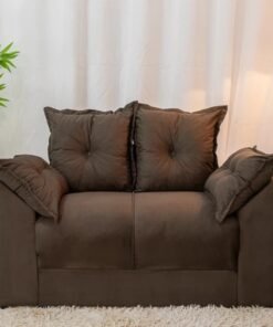 Sofá 2 Lug. Petra 1.30m Veludinho Marrom 603