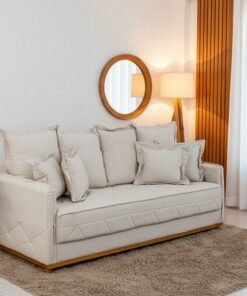 Sofá 3 lugares Vican Larg. 2.00m Linho Bege 5044 Molas Bonnel