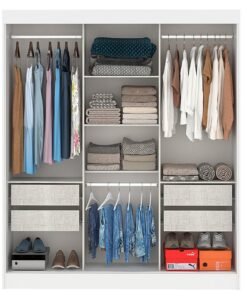 Guarda-roupa 3 Portas (com Espelho) Capri 1,70 M Branco/preto/branco - Fellicci